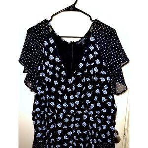 Cute frilly dress! Blue and white designs all over